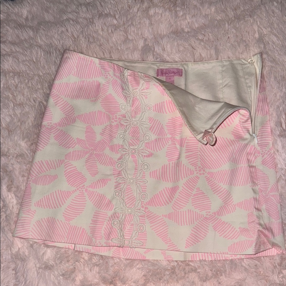 Pink and Cream Floral Lilly Pulitzer mini Skirt